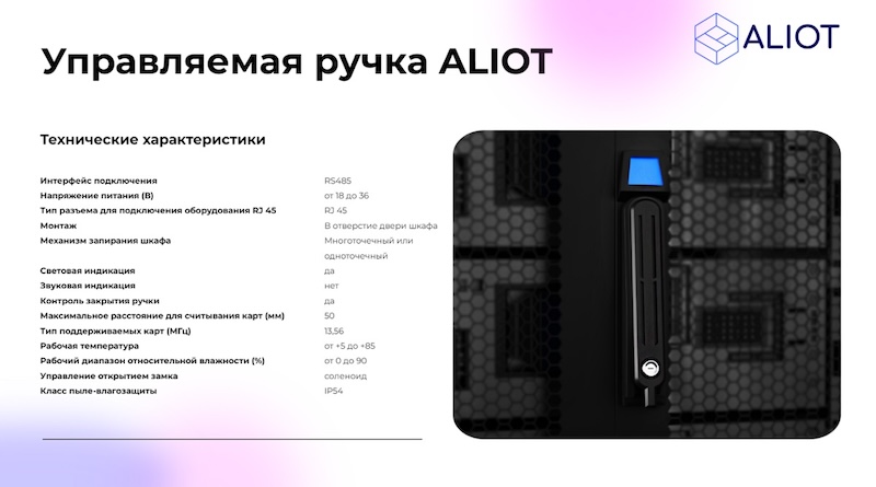 Характеристики управляемой ручки ALIOT