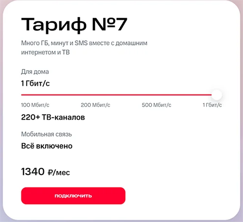 Стоимость тарифа Тариф №7 у МТС