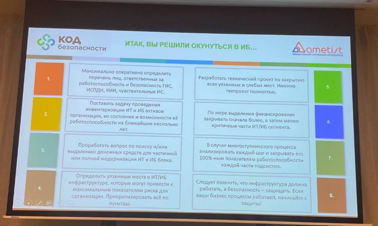 Как обеспечить полноценную информационную безопасность: кадр из презентации Романа Лопатина, «Код Безопасности»