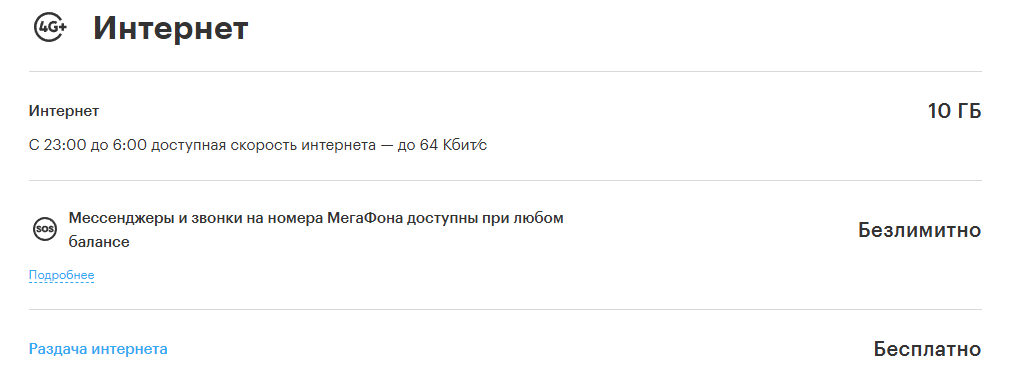 Возможности в интернете на тарифе МегаФон Kids