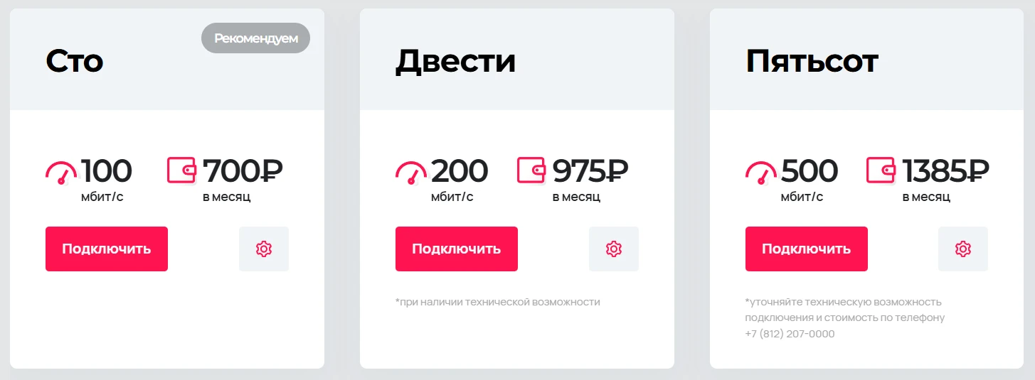 Енева, примеры тарифов на фиксированный интернет