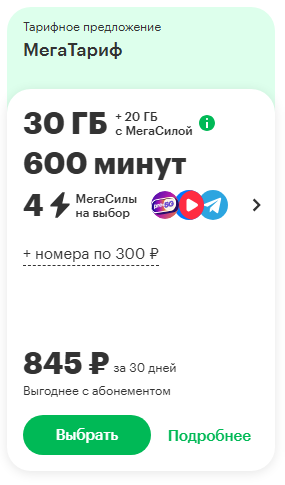 Тарифное предложение &laquo;МегаТариф&raquo; для жителей Санкт-Петербурга, краткое описание