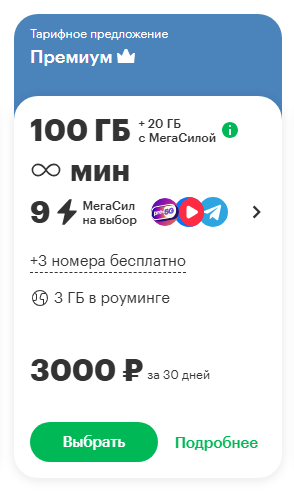  Тарифное предложение &laquo;Премиум&raquo; для жителей Санкт-Петербурга, краткое описание