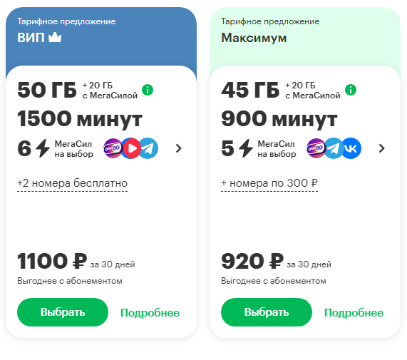 Краткое описание тарифных предложений &laquo;ВИП&raquo; и &laquo;Максимум&raquo; для жителей Санкт-Петербурга