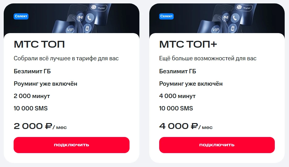 Тарифы МТС ТОП и МТС ТОП+ для жителей Санкт-Петербурга, краткое описание