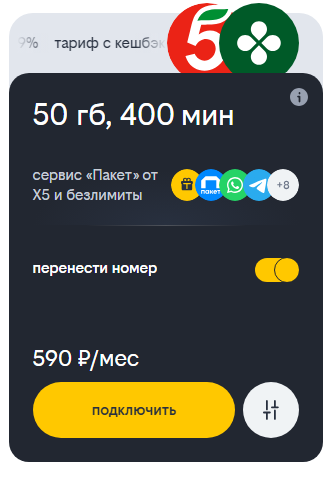 Тариф Билайн с кешбэком 9% в &laquo;Пятёрочке&raquo; и &laquo;Перекрёстке&raquo; для жителей Санкт-Петербурга, краткое описание