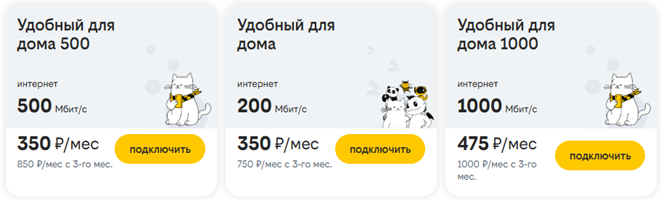 Подписки домашнего интернета Билайна