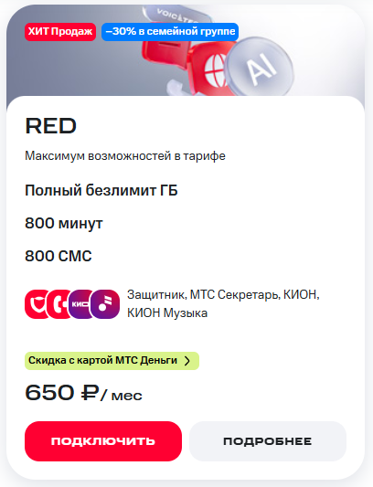 Краткое описание тарифа «RED» Краткое описание тарифа «RED»